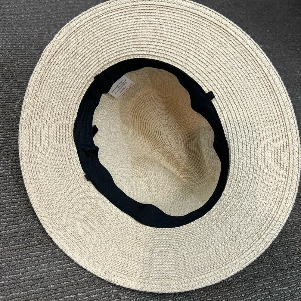 Straw Fedora Panama Hat One Size Classic Summer - Picture 2 of 3